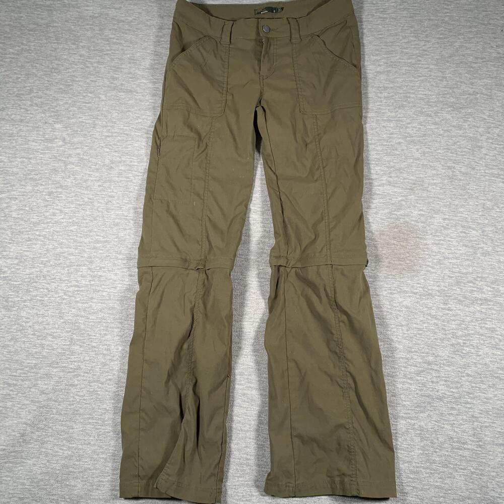 PrAna Pants Womens 6 Green Convertible Hiking Zip Off Nylon Stretch Outdoor